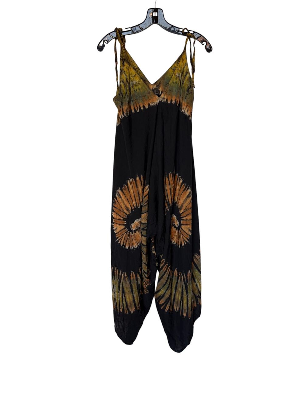 Sacred Threads Retro Boho Hippie Tie Dye Harem Leg Overalls - Jumpsuit Ties O/S